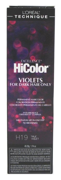 L'oreal Excellence Permanent Creme Hicolor H19 True Violet 1.74oz For Dark Hairs Need developer. This does not come with a developer.  *All of our products are 100% authentic, and we receive our products directly from the manufacturer or a trusted vendor. A full refund guaranteed for a inauthentic/broken/wrong product. Wella Color Charm, Plum Hair, Wella Color, Red Violet, Permanent Hair Color, L Oreal, How To Make Hair, Loreal Paris, Dark Hair