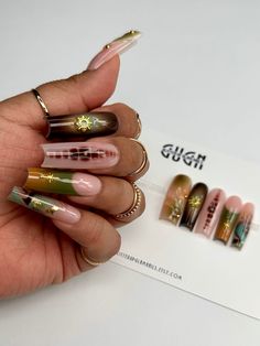 Earthy Nails Designs, Earthy Nails Acrylic, Judy Nails, Earthy Nails, Nessa Nails, Acrylic Nail Designs Coffin, Tapered Square Nails, Punk Nails