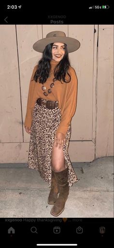 Trending Western Outfits Women, Long Western Skirts Outfit, Western Outfit With Skirt, Plus Size Punchy Outfits, Dressy Western Outfits Women Winter, Western Outfit Dress, Cow Print Boots Outfit, Western Outfits Plus Size