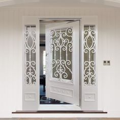 gid iron front single entry door with matte white frame and beautiful scrollwork Iron Door Design Modern Entrance, Single Front Door, Iron Front Door, Iron Entry Doors, Elegant Entryway, Dinner Room, Door Entrance, Wrought Iron Doors, Freezing Cold