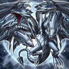 two white and black dragon are facing each other in front of a blue sky with stars