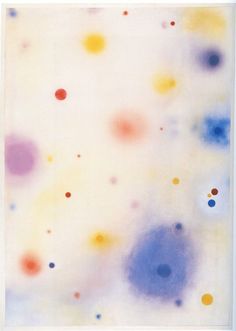 an abstract painting with multicolored circles on white paper