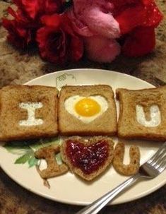 toast with the word love spelled out on it