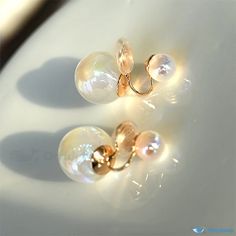 OrcaJump - Iridescent Color Cute Ball Earrings - Stylish and Charming Accessories Pearl Clip On Earrings, Sketch Bases, Non Pierced Earrings, Iridescent Color, Ear Parts, Earrings Opal, Pretty Notes, Ball Earrings, Wear Necklaces