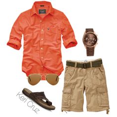 "Men's Summer Fashion" by keri-cruz on Polyvore Orange Shirt Outfit, Men's Summer Fashion, Orange Shirt, Baby Boy Fashion, Mens Fashion Summer, Toddler Fashion