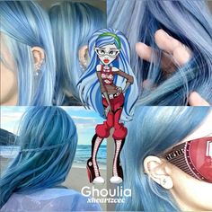 Monster High Hair Color, Monster High Hair Dye, Hear Ideas, Dyed Tips, Curly Styles