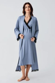 Key Features: ✔ Easy Breastfeeding Access: Double-breasted design for effortless breastfeeding.✔ Skin-Friendly Fabric: Soft, breathable material perfect for sensitive skin.✔ Elegant Design: Delicate lace details on both the robe and nightgown add a touch of sophistication.✔ Maximum Comfort: Stretchy fabric adapts to postpartum body changes for a perfect fit. Package Contents: ✔ 1x Lacy Robe – Stylish and functional, ideal for layering over the nightgown.✔ 1x Lacy Nightgown – Designed for conveni Lacy Nightgown, Nightgown With Robe, Newborn Hospital Outfits, Baby Hospital Outfit, Maternity Nursing Pajamas, Nursing Nightgown, Baby Bath Robe, Nursing Pajamas, Maternity Street Style