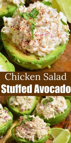 chicken salad stuffed avocado is an easy and delicious appetizer