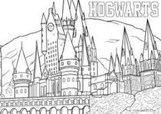 hogwart's castle is shown in this harry potter coloring page for adults and children