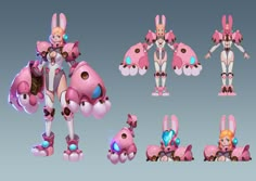 an animated character is shown in pink and white colors, including bunny ears on her head