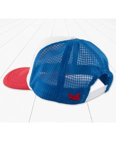 Laid back and effortlessly stylish for fun days in the sun. 100% Polyester Lining and Mesh: 100% Polyester Trucker Style Lightweight Snapback Summer Hat, Lightweight Snapback Hat For Summer, Blue Fun Snapback Hat For Summer, Fun Blue Snapback Hat For Summer, Summer Patriotic Trucker Hat With Curved Brim, Adjustable Blue Trucker Hat For 4th Of July, Blue Baseball Cap For 4th Of July, Casual Blue Trucker Hat For 4th Of July, Fun Summer Brimmed Trucker Hat