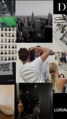 a collage of photos with people in the background and text that reads design week