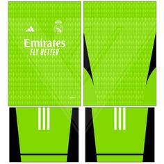 an image of a green soccer jersey with the name emiratess fly better on it