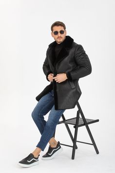 Embrace the winter season in style with our exclusive men's leather parka, meticulously crafted from 100% genuine leather. This coat features a cozy fur-lined interior to keep you warm in the chilliest of weather. With a length of 90 cm (approximately 35.5 inches), it offers ample coverage and insulation. The double-breasted collar design lends a contemporary and sleek aesthetic. Opt for a versatile look with its solid color and biker style, perfect for elevating your streetwear. Experience comf Winter Outerwear With Faux Fur Lining And Lapel Collar, Black Single Breasted Outerwear With Lapel Collar, Fall Outerwear With Faux Fur Lining And Lapel Collar, Fitted Fur Coat For Cold Weather, Fitted Long Sleeve Fur Coat For Cold Weather, Fitted Winter Outerwear With Faux Fur Lining, Fitted Outerwear With Faux Fur Lining For Winter, Black Leather Jacket With Long Sleeves For Winter, Fitted Business Outerwear With Long Sleeves