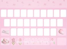 a pink keyboard with flowers and hearts on it