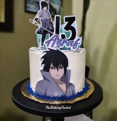 a birthday cake with an anime character on it