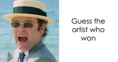 a man wearing sunglasses and a hat with the caption guess the artist who won