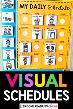 the visual schedule for students to use with their own words and pictures is shown in front of