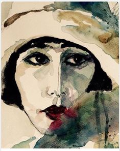 a watercolor painting of a woman's face