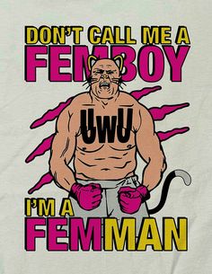 an image of a man with boxing gloves and the words don't call me a fem boy