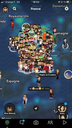 a map with many different people on it