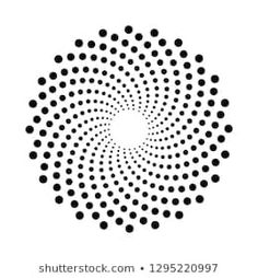 an abstract black and white design with dots in the center, on a white background