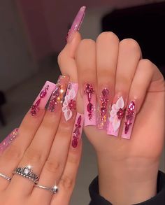 Latina Acrylic Nails Pink, Acrylic Nails Ideas Pink, Cute Acrylic Nail Designs, Acrylic Nails Coffin Pink