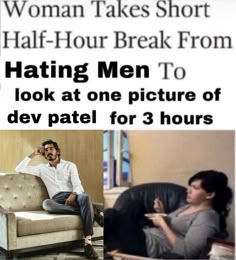 a woman takes short half - hour break from her man to look at one picture of the devil patel for 3 hours