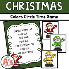 christmas color's circle time game with santa