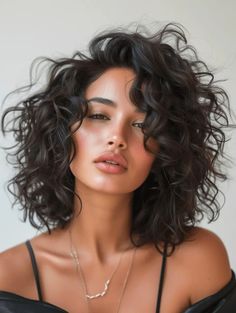 Curly Bob Haircut, Shoulder Length Curls, Hairstyle Ideas Easy, Curly Lob