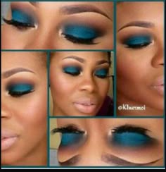 Alien Make-up, Teal Eyeshadow, Trendy Eyeshadow, Colors For Dark Skin, Trendy Makeup, Dark Skin Makeup