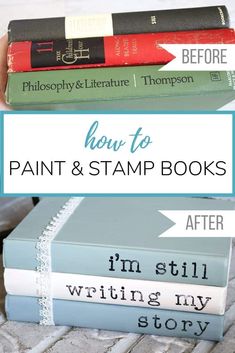 three books stacked on top of each other with the title how to paint and stamp books