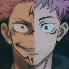 two anime characters with different facial expressions