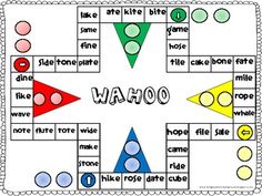 an image of a board game with numbers and shapes on it's sides, including the word waoo