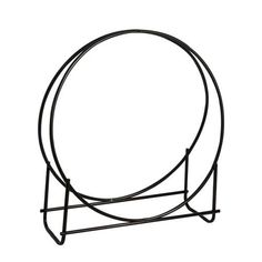 a black metal stand with a circular object on it