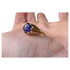 Midcentury ladies ring size 17/57 on ring measurer. Its made from solid 14 carat yellow gold and is set with a faceted dark amethyst with both blue and purple tonalities. Designed and made by Herman Siersbøl in Denmark circa 1960-70. Hallmarked: HS, 585. Dark Amethyst, Ladies Ring, Purple Stones, Women Rings, Blue And Purple, Jewelry Collection, Violet, Ring Size, Amethyst