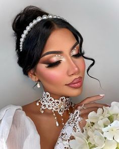 Wedding Makeup With Rhinestones, Make Up Glam, Bridal Makeup For Blue Eyes, Bridal Aesthetic, Updo Hairstyles Tutorials, Wedding Hair Colors, Eye Makeup Techniques, Makeup Pro