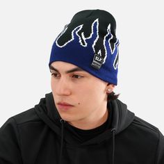 Stay warm and stylish this chilly season with the Blue Fire Beanie from SLEEFS. Designed with unique and eye-catching patterns, this beanie combines a cool aesthetic with ultimate comfort. Its lightweight fabric provides soft warmth, making it an essential accessory for cold days, whether you’re hitting the slopes, walking the dog, or just out and about. The Blue Fire Beanie offers: Premium soft material for all-day comfort Unique designs that make a statement Perfect fit for a snug feel, keepin Warm Hat For Streetwear, Casual Knitted Hats For Winter Sports, Casual Knitted Hat For Streetwear, Casual Windproof Winter Hat, Warm One-size-fits-most Hat For Streetwear, Casual Knitted Streetwear Hats, Black Windproof Beanie For Fall, Casual Windproof Beanie For Winter, Casual Windproof Beanie Hat