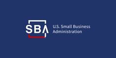 the u s small business administration logo on a blue background with red and white letters