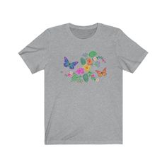 This botanical hibiscus and butterflies shirt is a great gift for the nature lover in your life. The bright colors and tropical feel blend beautifully with any outfit. This soft and comfy Bella & Canvas tshirt will quickly become one of your favs! Bella & Canvas is known for their great fit and high quality standards. I know you'll love this top! Available in a variety of colors, if there's a color you want but you don't see it in the listing, just message me and I can get it set up for you. Thi Viking Clothing, Graphic Quotes, Home Alone, T Shirt Funny, Home Security, Christmas Shirt, Christmas Colors