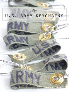 three army key chains with the words u s army key chains on them