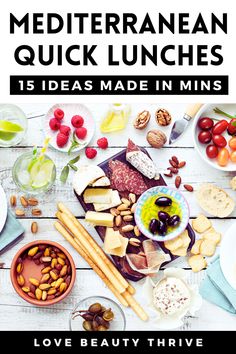 the cover of mediterranean quick lunches 15 ideas made in mins by love beauty thrift