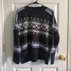 Tommy Hilfiger Nwt Blue Snowflake Oversized Grandpa Holiday Sweater Size - Small ( Oversized ) Brand New With Tag Retail: $70 Navy & White Pattern With Trees And Snowflakes Bundles Are Discounted! Create A Bundle And Save Today! Tags: Holiday Sweater | Christmas Sweater | Christmas Trees | Tommy | Tommy Hilfiger Holiday | Tommy Hilfiger | Oversized | Oversized Sweater | Grandpa Sweater | Gift | Nwt | Brand New | Sweater | Navy And White | Snowflakes | Winter Trees | Winter Sweater | Unisex | Casual Blue Tommy Hilfiger Sweater, Blue Nordic Long Sleeve Outerwear, Blue Long Sleeve Outerwear With Fair Isle Pattern, Tommy Hilfiger Blue Winter Tops, Sweater Christmas Trees, Ross Finds, Random Clothes, New Sweater, Grandpa Sweater