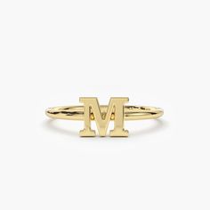 14K Gold Initial Letter Ring – FERKOS FJ Gold Initial Ring, Measure Ring Size, Letter Ring, Gold Letter, Hot Jewelry, Local Jewelry, Initial Ring, Gold Initial, Art Deco Diamond