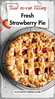 This deliciously flaky Strawberry Pie is the perfect spring-summer treat! This strawberry pie recipe makes use of all the fresh, juicy strawberries that are abundant in the grocery stores and farmer’s markets this time of year! Say goodbye to runny strawberry pies, because this recipe has uses a special thickening agent to create a strawberry pie that is perfectly thick and jammy on the inside, has a beautiful smooth mouthfeel, and is full of fresh strawberry flavor!