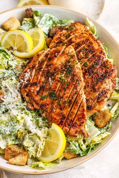 Summer wouldn't be the same without a grilled chicken Caesar salad on the menu. Make a salad at home that is better than one served at Mcdonald’s, Applebees, Wendy's, and even Paneras. This classic recipe has all the simple ingredients to make it a success - a creamy dressing, crispy croutons, and green romaine lettuce. #grilledchickencaesarsalad #chickencaesarsalad #caesarsaladwithchicken #spendwithpennies Grilled Chicken Caesar, Salad At Home, Make A Salad, Grilled Chicken Caesar Salad, Salad With Grilled Chicken, Easy Grilled Chicken, Food Pic, Caesar Salad Recipe, Creamy Dressing