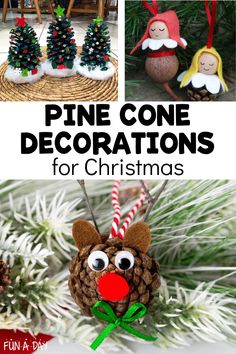 pine cone decorations for christmas with text overlay