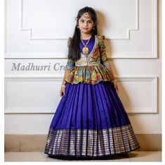 Pattulanga Blouse Designs, Long Frock Designs Pattu, Pattu Frocks Designs, Frocks Design For Kids, Pattu Long Frocks For Kids, Long Frock Designs For Kids, Kids Long Frocks Design, Kids Pattu Langa Blouse Designs