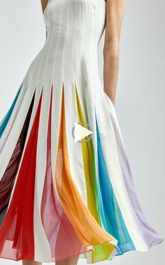 ▷ Oscar de la Renta Rainbow Detail Crepe Midi Dress summer outfits ideas, summer outfits black girl, summer outfits aesthetic, summer outfits shorts... Dress Summer Outfits, Dress Knitting, Crepe Midi Dress, Midi Dress Summer, Blouse Diy, Knitting Charts, Fashion Blouse Design