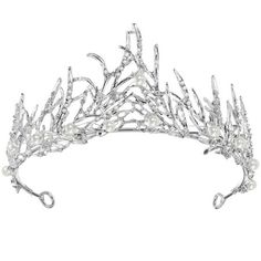 Description Are you still looking for a unique tiara to show your charm or as a gift for your friends? Then don't miss this product. This crown decorated with rhinestones and pearls, adds elegance to the hairstyle and overall style. Not only suitable for weddings, but also for engagements and proms. Features -Color: White -Material: Alloy, rhinestones, crystals, faux pearls -Size: About 15.00X15.00X6.50cm/5.89X5.89X2.55in -Exquisite design: The crystal branches crown decorated with faux pearls a Unique Tiara, Water Crown, Water Princess, Wedding Tiara Headband, Tiara Bride, Baroque Crown, Bridal Hair Tiara, Wedding Crown Tiara, Crown Headdress